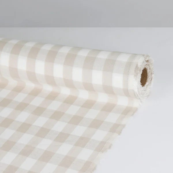 Bold Gingham Linen - Bone - Image 3