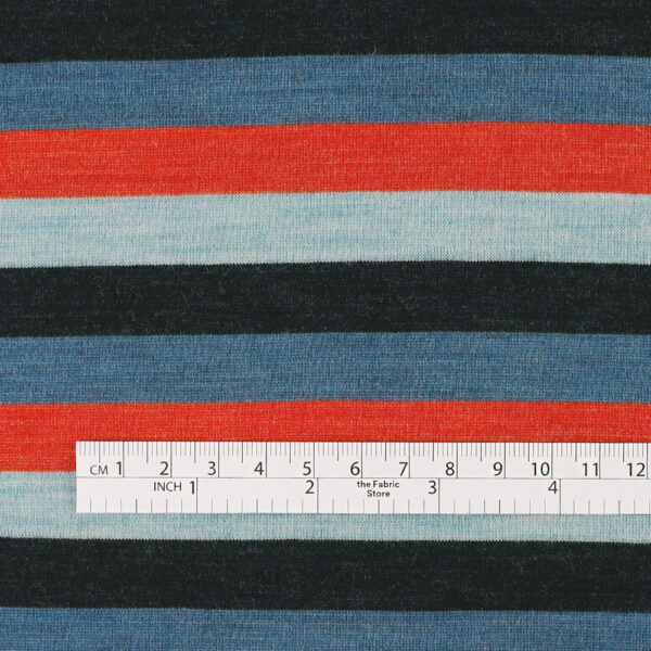 Four Stripe Merino Jersey - Orange / Blue - Image 3