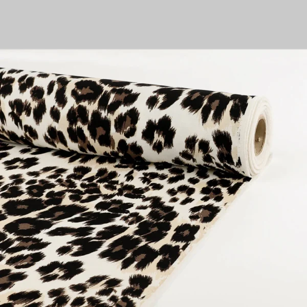 Leopard Wool / Silk Suiting - Cream - Image 4