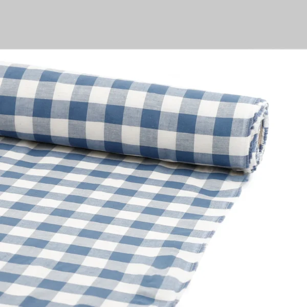 Fleck Cotton / Linen Gingham - Cadet Blue - Image 3