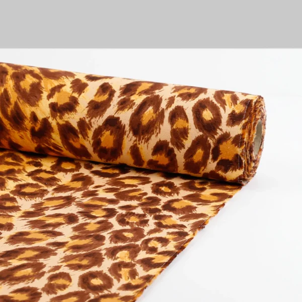 Leopard Print Cotton / Linen Canvas - Spice - Image 3