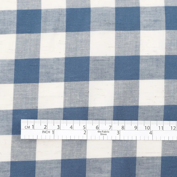 Fleck Cotton / Linen Gingham - Cadet Blue - Image 4