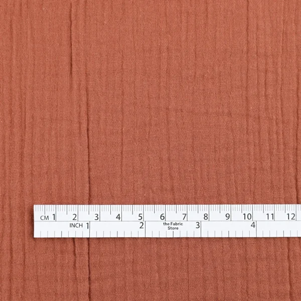 Crinkle Double Muslin Cotton - Red Wood - Image 4