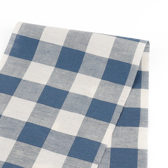 Fleck Cotton / Linen Gingham - Cadet Blue